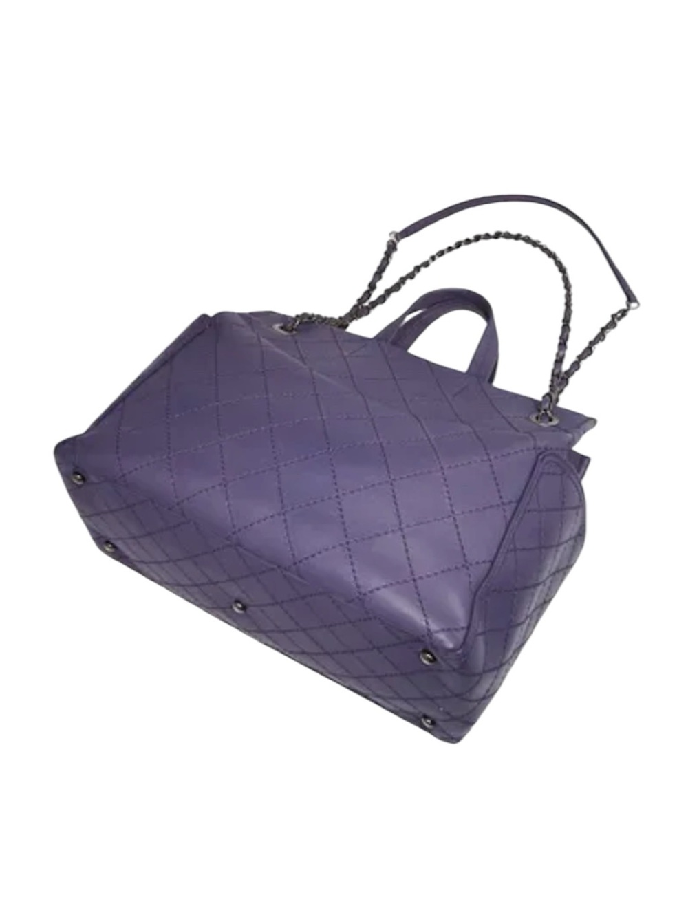 CHANEL Purple Quilted Calfskin Leather CC Pocket Tote Bag - Picture 2 of 8